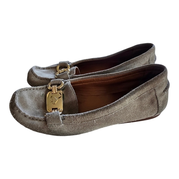 Kate Spade Carson Loafers Women Sz 6M Gray Gold Medallion Flats Comfy - Picture 2 of 13